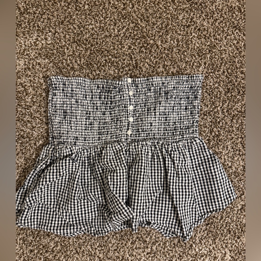 American Eagle Black and White Smocked Tube Top